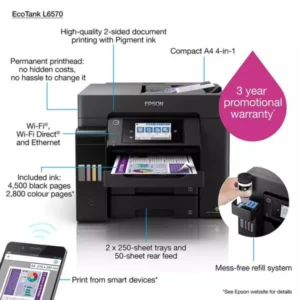 Epson L6570: High-Performance Multi-Function Ink Tank Printer for Cost-Efficient, High-Volume Printing"